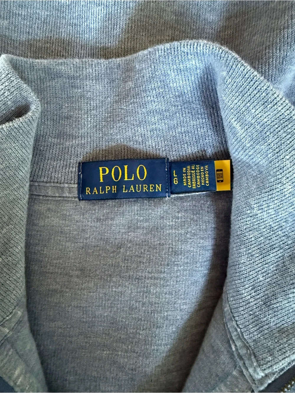 Polo Ralph Lauren Estate Rib Quarter Zip Sweater Blue Gray L Cotton Preppy